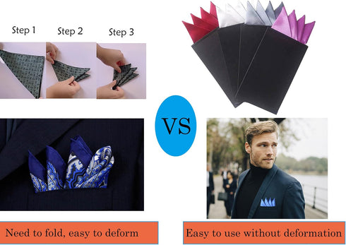 PreFolded Pocket Squares 12 pieces On Card For Men Polyester Suit Handkerchief Masculine Polyester Suit Men's Pocket Squares Blue...