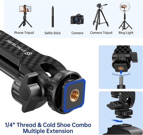 SYNCWIRE Tripod Phone Mount, Universal Smartphone Mount Adapter with 2 Cold Shoe and 1/4" Screw, 360° Rotates and 180° Tilts Adjustable Cell Phone...