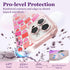 Compatible for iPhone 14 Pro Max Case Cute Aesthetic - Glitter Pink Phone Case with Camera Protector - Girly Love Plaid Cover with Wrist Strap Des...
