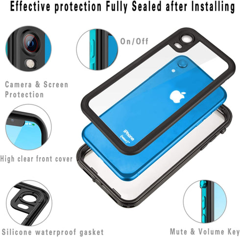 Compatible with Apple iPhone XR Case, Full-Body Protective Waterproof Case, Shockproof Snowproof Clear Cover Case for iPhone XR (6.1 Inch, Teal Cl...