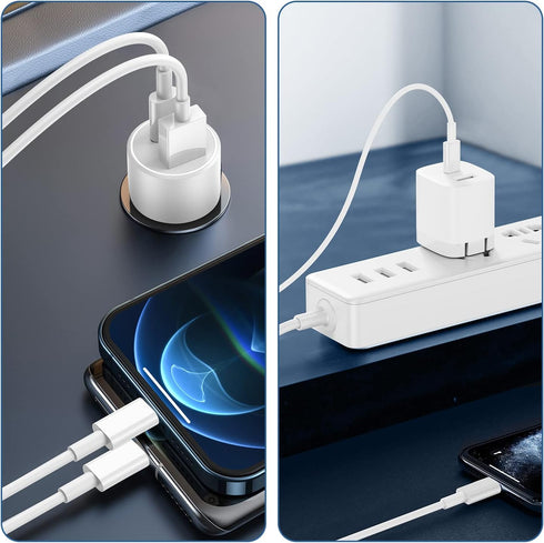 iPhone Car Charger, 20W Dual USB C PD Fast Charging Kit with 6ft MFi Certified Lightning Cables, Compatible with iPhone 14/13/12/11/X Series, iPad...
