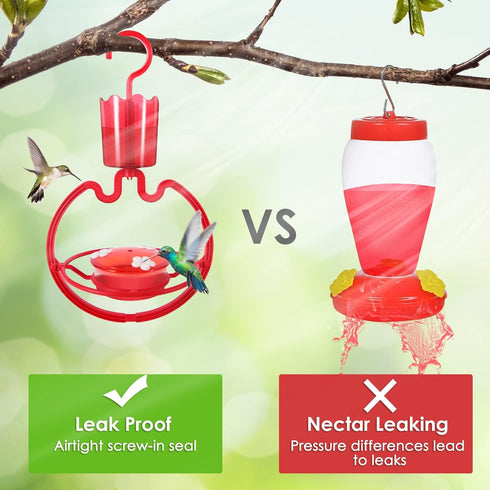 ORIENTOOLS Hummingbird Feeders for Outdoors Hanging 3.5oz Plastic Humming Birds Feeders with Ant Moat friendly to nature and Wild Birds with 3 Flo...