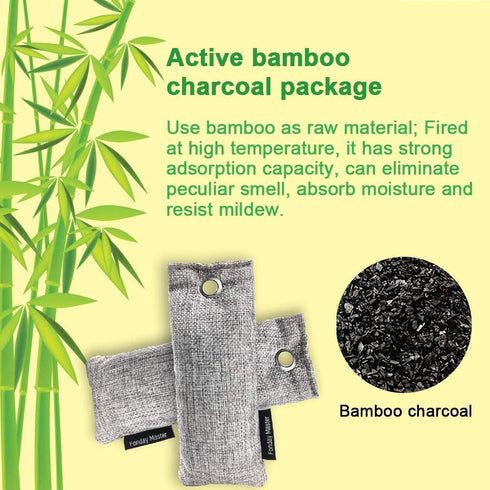 4 Packs Shoe Deodorizer Bags, Fonday Bamboo Charcoal Odor Eliminator(75g each), Activated Charcoal Air Purifying Bags Odor Absorber for Gym Bag, C...
