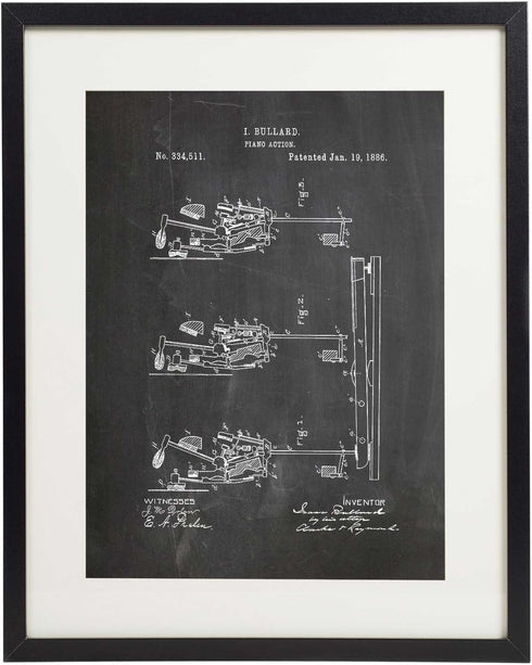 IDIOPIX Piano Patent Wall Decor Chalkboard Art Print Set of 6 Prints UNFRAMED...