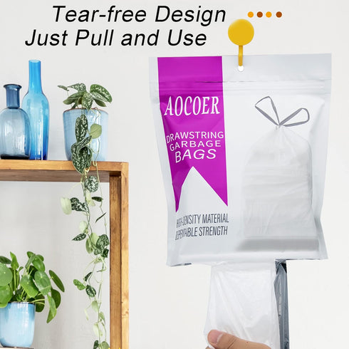 4 Gallon Trash Bag, Small Drawstring Trash Bags, 15 Liter White Garbage Bags, 72 Count...
