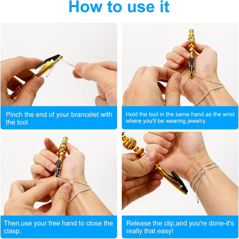 2pcs Bracelet Fastener Helper Tool to Help Put on Bracelets by Myself Bracelet Buddy Necklace Clasp Helper Jewelry for Women (Gold&Rose Gold)...