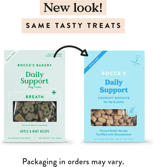 Bocce's Bakery Hip Daily Support Treats for Dogs, Wheat-Free Dog Treats, Made with Real Ingredients, Baked in The USA, Supports Joint Health, All-...