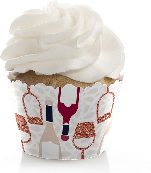 Big Dot of Happiness But First, Wine Tasting Party Decorations Cupcake Wrappers - Set of 12...