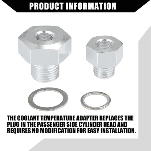 Oil Pressure Coolant Adapter Fitting Sensor Adapter for LS Series Engine/Front/Oil Pressure Sensor Adapter/Durable / 1 Set/Silver Tone...