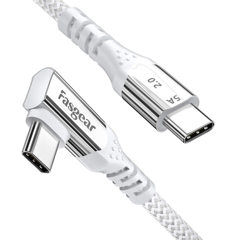 Fasgear USB C to USB C Cable Right Angle 90 Degree 6ft 100W Fast Charge 5A PD Type C Cable Compatible with MacBook Pro Air iPad Pro 2020 Galaxy S2...