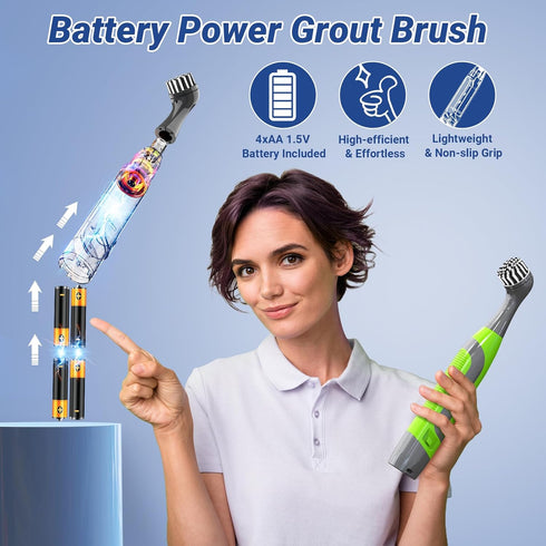 Electric Cleaning Brush, Battery Powered Scrubber with 4 AA Batteries, Small Electric Grout Brush & 5 Replacement Brush, Cordless Lightweight Brus...