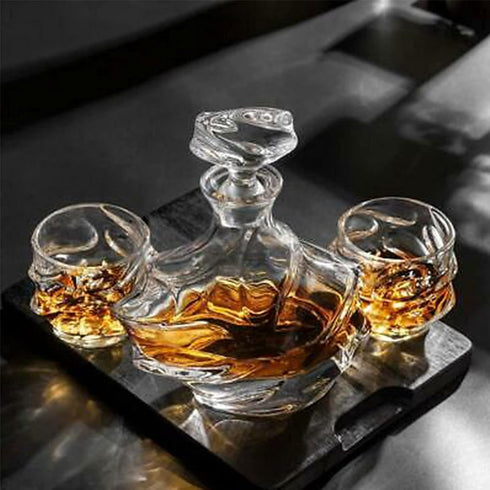 12 oz Hand Blown Crystal Whiskey Glasses Set of 4, Unique Cognac Glass, Heavy Thick Bottom Bar Glass for Scotch Bourbon Rum Gin Water Cocktail,Gif...