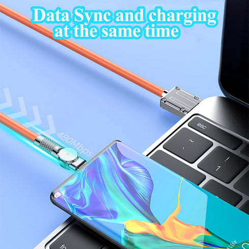 120W Chubby Type C Cable 180°Rotating Fast Charge Cable USB C Cable Heavy Duty Unbreakable Silicone,Compatible with Samsung Galaxy S10 S9,Note 9 8...