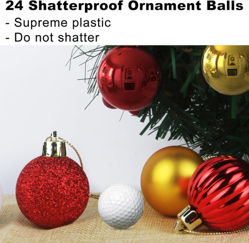 Red & Gold 2.5" Christmas Balls Christmas Tree Decoration Ornaments Shatterproof Hanging Balls for Birthday Halloween Holiday Wedding Decorations ...