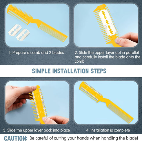 5 Pieces Razor Comb for Dogs Hair Grooming Trimmer Comb for Pet Razor Comb with 25 Extra Blades Manual Dog Hair Trimmer Comb Double Edge Razor for...