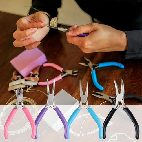 4 Pack Jewelry Making Pliers Tools Set, Jewelry Pliers with Needle Nose Pliers, Round Nose Pliers, Bent Nose Pliers, Wire Jewelry Pliers for Jewel...