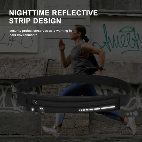 QUWEI Slim Running Belt for Women Men Gift, Runners Waist Belt With Reflective Strip, Fanny Pack Phone Holder for Jogging, Adjustable Run Pouch Be...