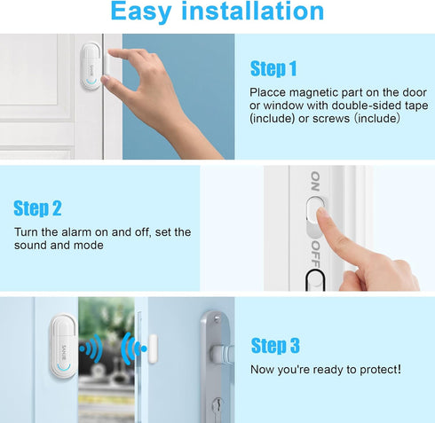 SanJie Door Alarm for Kids Safety with Remote, Door Open Alarm for Home /Dementia Patients/Pool?0-120 Db Volume Ajustable 4 Working Modes?, Door A...