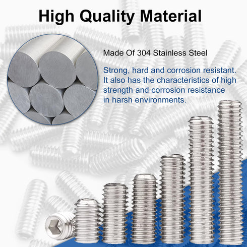 MroMax 50Pcs M3 x 4mm Flat Set Screw, 304 Stainless Steel Internal Hex Allen Head Drive Cup Point Set Screws Silver Socket Grub Screws for Towel R...