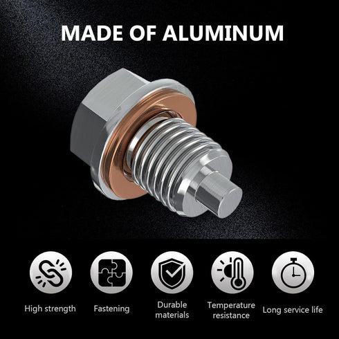 1 Piece Aluminum Engine Oil Drain Plug, Sump Drain Nut Bolt, with 5 Washer Bolts Leak-proof Replacement, Universal for Auto Motorcycle Boats Heavy...