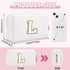 Personalized Initial Preppy Travel Makeup Bag Organizer, Small White Cute Cosmetic Bag Toiletry Zipper Pouch for Women, Portable Waterproof PU Mak...