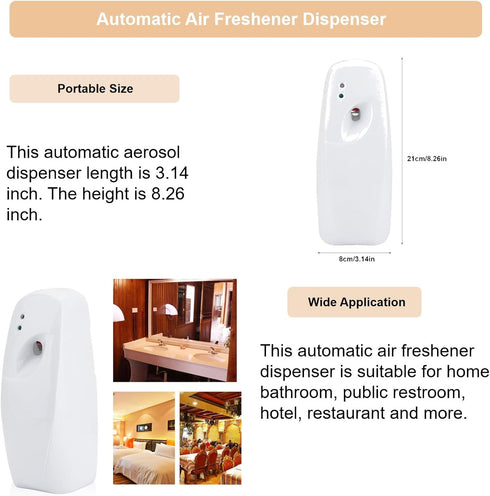 Automatic Wall Air Freshener, Timed Air Freshener Dispenser Indoor Wall Mounted Adjustable Air Freshener Fragrance Aerosol Spray Dispenser 300mL...