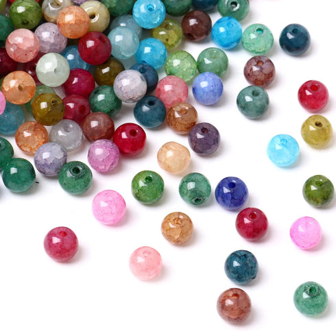 Cadikez 400PCS Natural Stone Beads 8MM Smooth Round Agate Gemstone Beads Spacer Beading Colorful Loose Beads Charms for DIY Bracelet Necklace Earr...