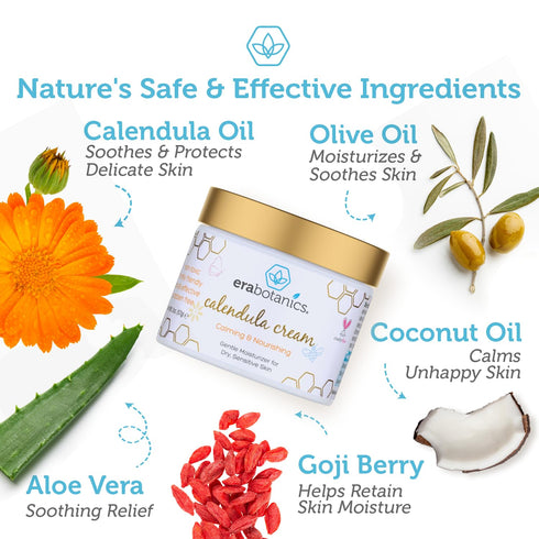 Era Organics Baby Moisturizing Cream - Soothing and Nourishing Calendula Cream with Cocoa Butter, Rosemary and More - Baby Face Cream and Baby Moi...
