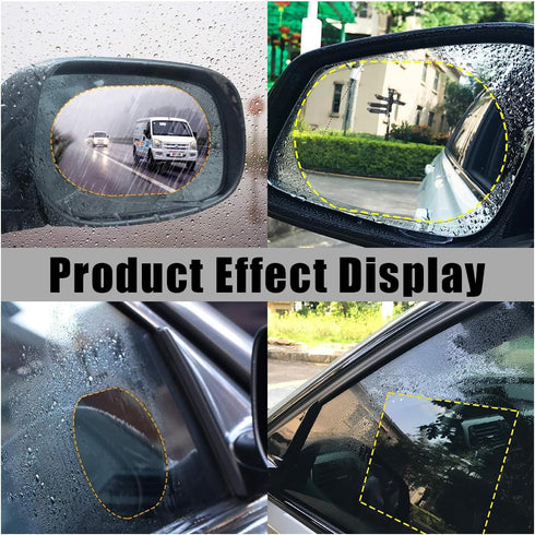 4PCS Car Rearview Mirror Film, Waterproof Film Side Mirror Rainproof Film HD Nano Coating Transparent Car Film, Safe Driving Protective Sticker Fi...