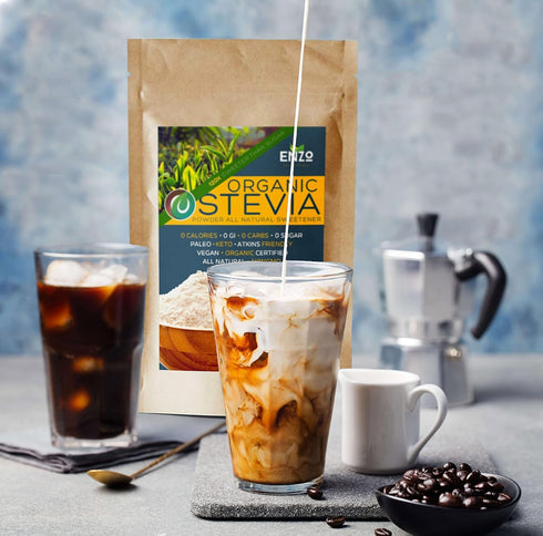 Enzo Easy Use Organic Stevia Powder 200g (7.05oz / 1600 Servings) All Natural Alternative Sweetener 12 x Sweeter than Processed Sugar with No Arti...