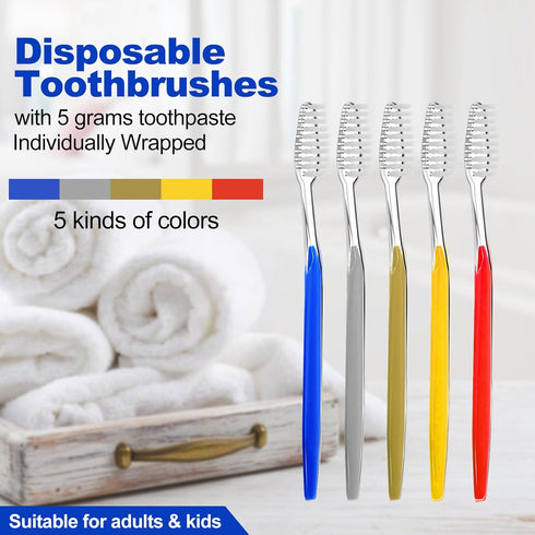 20pcs Disposable Toothbrushes with Toothpaste (5 Colors)...