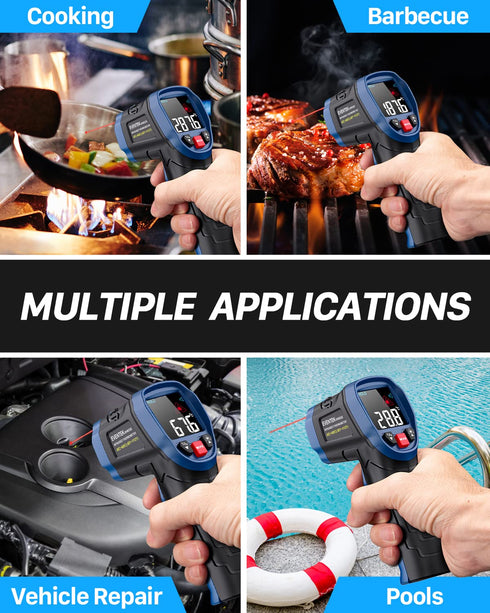 Eventek Infrared Thermometer, -58°F~1112°F (-50°C~600°C) Non-Contact Digital Temperature Gun for Cooking, Pizza Oven, Grill & Engine, Laser Thermo...