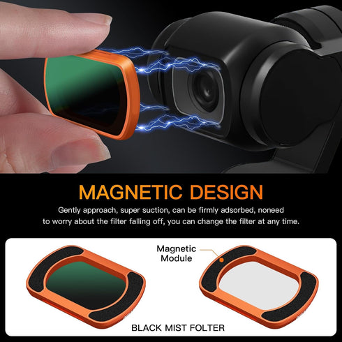 Black Mist Filter, Black diffusion 1/4 Magnetic Creative Filter Beauty Soft Filters for DJI Osmo Pocket 3 Creator Combo...