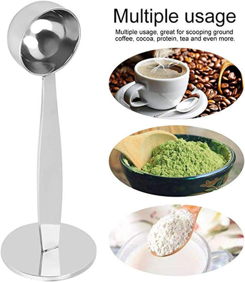 Espresso Scoop with Tamper 2 In 1 Stainless Steel Coffee Scoop Tamping Dual-Purpose Coffee Spoon Powder Hammer Tamper Multi Function Spoon Holder ...