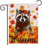 Welcome Fall Maple Leaves Garden Flag 12.5x18 Inch Double Sided, Seasonal Raccoon Autumn Rustic Yard Outdoor Decoration...