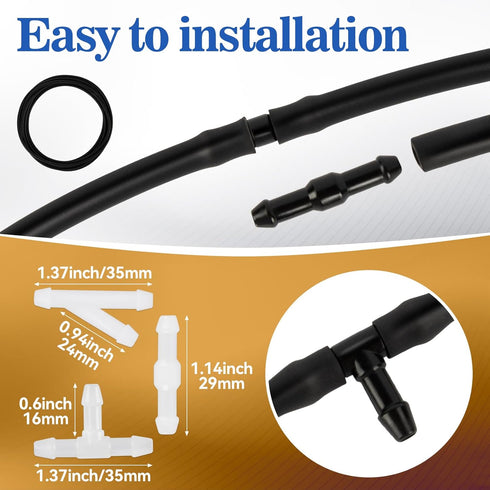Car Windshield Washer Hose-Hose Kit for Car with 4m Hose 12 Connectors, Wiper Hose,Rubber Hose Connectors Suitable for Most Car Windshield Washers...