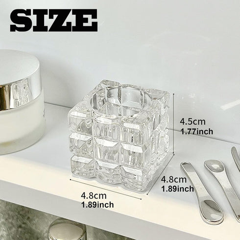 Makeup Spatula Holder Small Transparent Glass Storage Cup for Eye and Face Cream Applicator Stick Cosmetics Spoon Spatula Small Skincare Tool Stor...