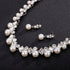 Bride Silver Necklace Earrings Set Pearl Bridal Wedding Jewelry Set Rhinestone Choker Necklace for Women and Girls...
