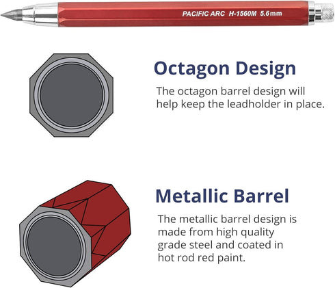 Pacific Arc Premium Red Technical Stainless Steel 5.6mm Clutch Lead Holder...
