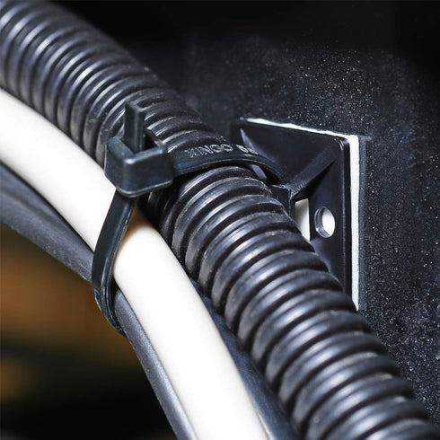 200pcs 3/4" 3M Back-Glue Self Adhesive Black Strong Cable Zip Tie Mounts with 8" Ties, Screws, UV Protection Outdoor Sticky Wire Fasteners Cable C...
