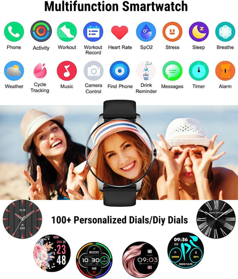 Holiday Smart Watches for Men Women with Answer Make Calls, 1.32" Digital Fitness Watch with Heart Rate Monitor Sleep Step Counter Tracker, IP68 W...