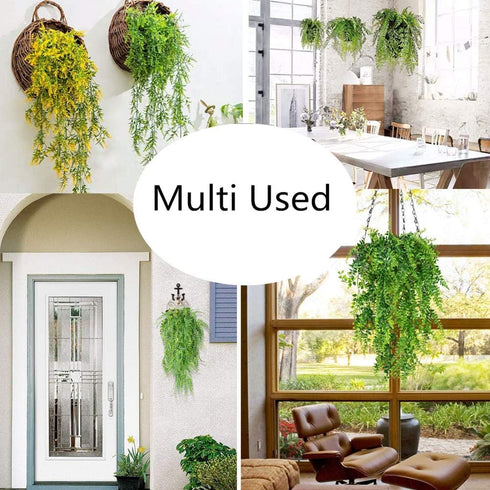 Fake Fern Artificial Hanging Ferns Outdoor Faux Hanging Greenery Plant Indoor UV Resistant Plastic Plants for Wall, Wedding Party, Holiday Decor-2...