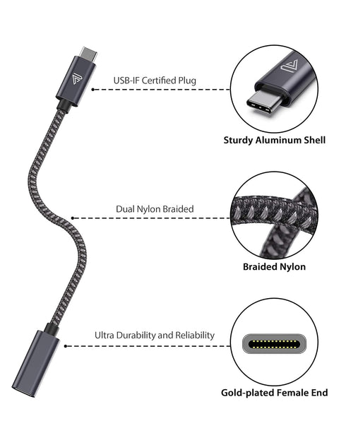 USB Type C Extension Cable (3.3Ft/1m), USB 3.1(10gbps) Type C Male to Female Extension Charging & Sync for iPad Mini 2021, MacBook Air M2/ M1/ Pro...
