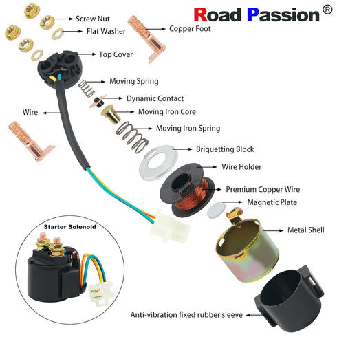 Road Passion Starter Solenoid Relay for Honda TRX200 FOURTRAX 1984 TRX300 FOURTRAX 1988-2000/ Rancher Fourtrax Foreman ATV TRX90 TRX350 TRX400 TRX...