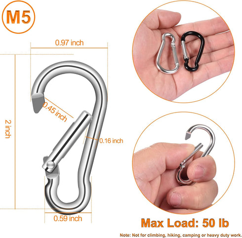Flag Pole Ring Replacement Carabiner Clips | 4 Pcs Aluminum Alloy Flag Pole Clip Spring Snap Hooks for Grommeted Flag | Replaceable Flagpole Hardw...