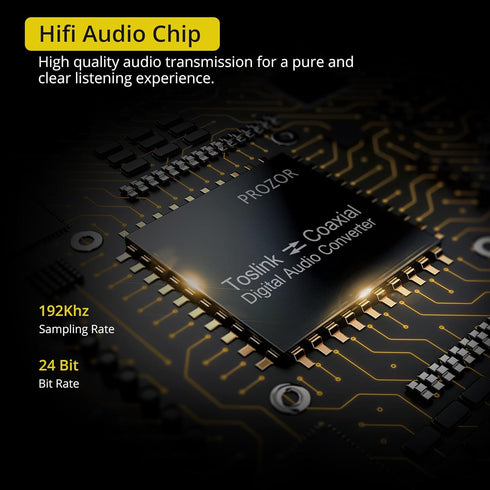 PROZOR 192K Bi-directional Coaxial Optical Converter, Optical SPDIF Toslink to Coaxial, or Coaxial to Optical SPDIF Toslink, Support DTS/Dolby-AC3...