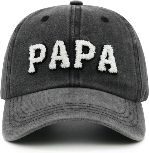 Mens PAPA Hat, Best Dad Ever Gifts from Daughter Wife, Washed Cotton Embroidered PAPA Baseball Cap Black...