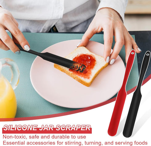 2Pcs Silicone Jar Spatulas, Mabor Long Handle Silicone Jar Spatulas for Baking Cooking Non-Stick Heat Resistant Jar Butter Scrapers for Jars Blend...