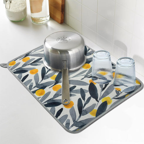 Dish Drying Mat for Kitchen Counter Pad Rack Mat Countertop Dishes, 16'' x 18'' Microfiber Dish Drying Mat Super Absorbent Dishware drying pad Dry...