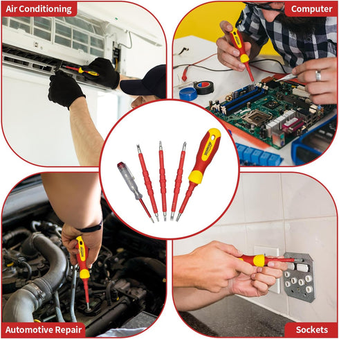 Insulated Screwdriver, HOUSERAN 5 Pcs Screwdriver Set, Electrician Tools Kit with Case, 1000V, Screw Driver with Interchangeable Blades, Electrica...